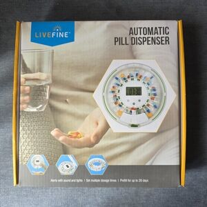 LIVEFINE Automatic Pill Dispenser - White with Multicolor Compartments